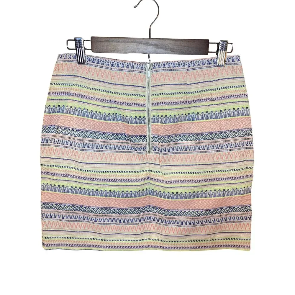 LOFT Pink Pastel A Line Pencil Skirt Women's Sz 6P  Striped Geometric Multicolor